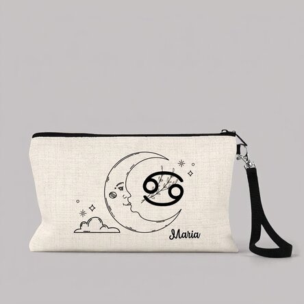 Estuche de maquillaje personalizado con texto: el signo del Cáncer