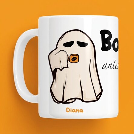 Taza personalizada con texto para Halloween - Boo