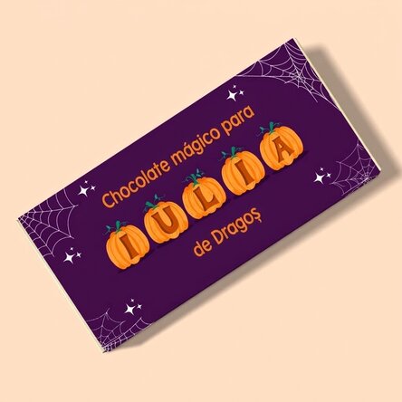 Chocolate personalizado con mensaje: «Halloween mágico»