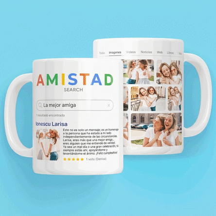 Taza personalizada con 9 fotos y texto - Buscar