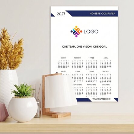 Póster calendario personalizado con logotipo y mensaje