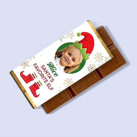 Mini tableta de chocolate personalizada con una foto y un mensaje - El duende favorito