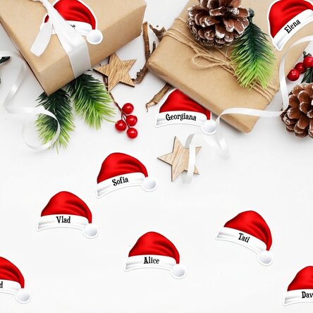 Lote de 12 pegatinas (etiquetas autoadhesivas) personalizadas con nombre: Papá Noel
