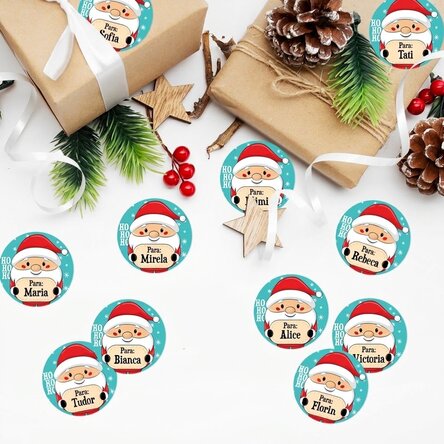 Lote de 12 pegatinas (etiquetas autoadhesivas) personalizadas con mensaje - De Papá Noel