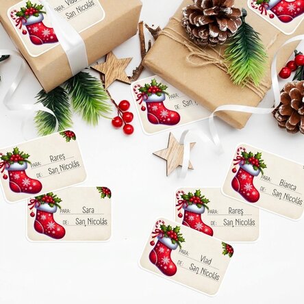 Lote de 8 pegatinas (etiquetas autoadhesivas) personalizadas - Con cariño, Papá Noel