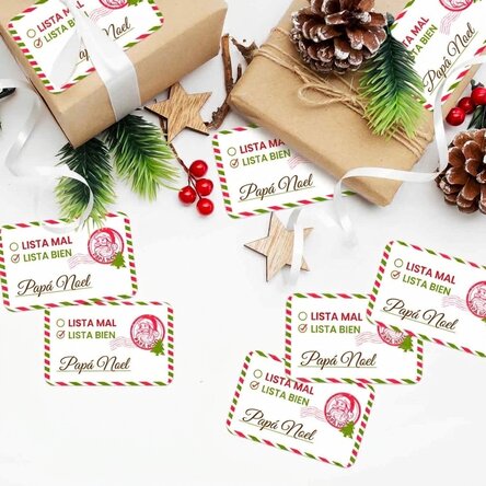 Lote de 8 pegatinas (etiquetas autoadhesivas) personalizadas - Naughty List