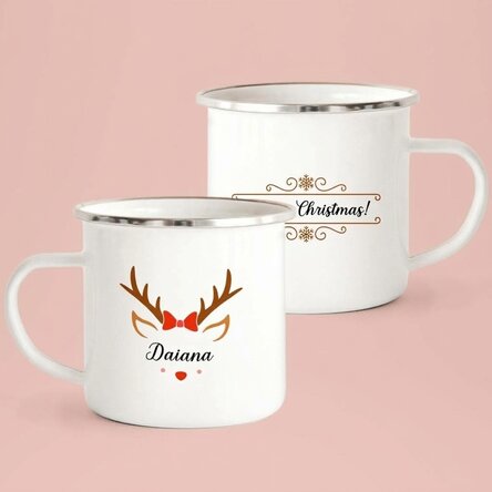 Taza metálica esmaltada personalizada con nombre - Ren