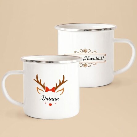 Taza metálica esmaltada personalizada con nombre - Ren