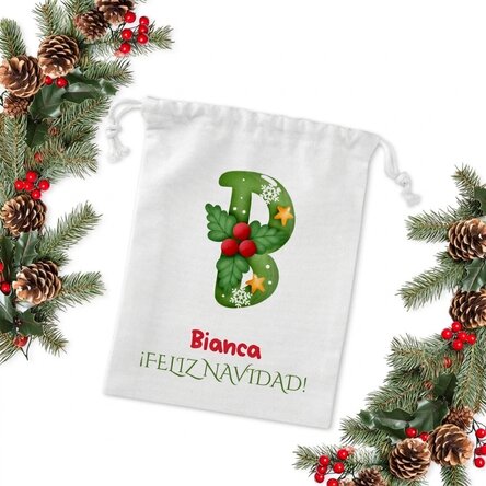 Bolsita pequeña para regalos personalizada con nombre - Navidad