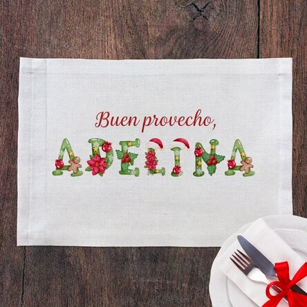 Portaplatos personalizado con nombres navideños