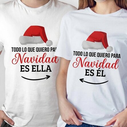 Camiseta de algodón personalizada con un mensaje navideño: «All I want for Christmas»