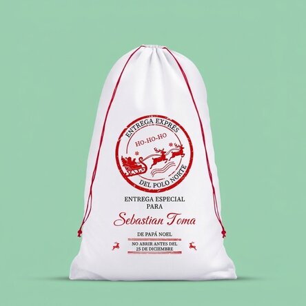 Bolsa blanca para regalos personalizada con texto - Entrega especial