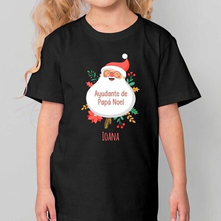 Camiseta de algodón para niños personalizada con texto: «La ayuda de Papá Noel»