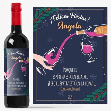 Vino personalizado con mensaje - El espíritu navideño