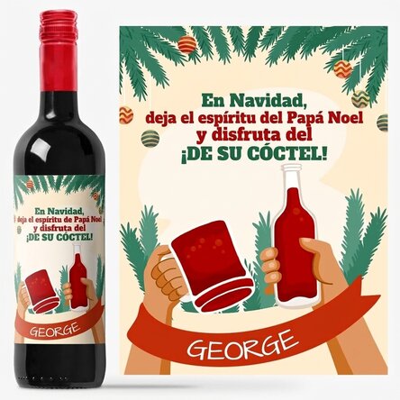 Vino personalizado con mensaje - El espíritu de Papá Noel
