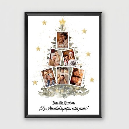 Cuadro personalizado con 6 fotos y texto - Árbol de Navidad