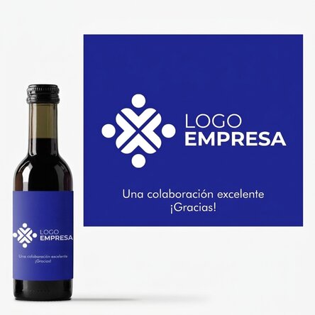 Mini botella de vino personalizada con logotipo y texto