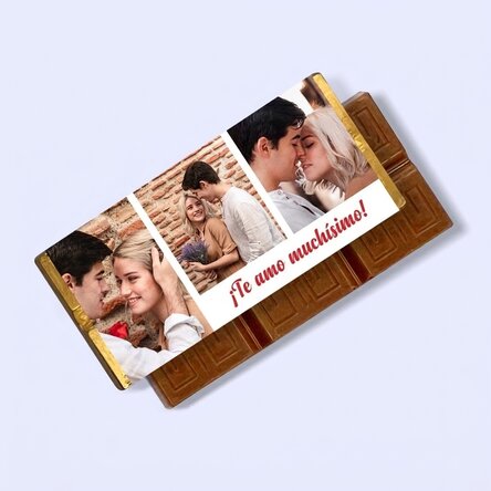 Mini tableta de chocolate personalizada con 3 fotos y un mensaje