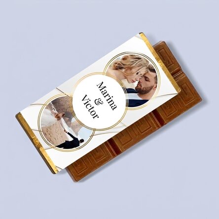Mini tableta de chocolate personalizada con 2 fotos y un texto