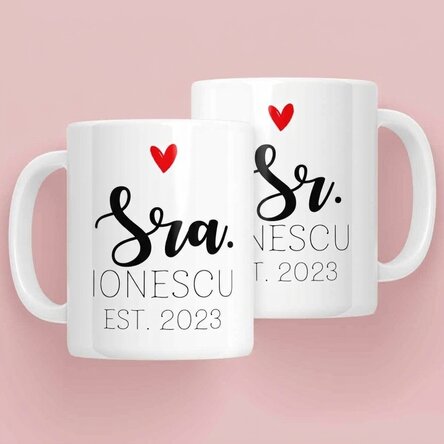 Tazas para parejas con texto: «Mrs & Mr»