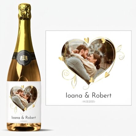 Vino espumoso personalizado con foto y mensaje - Love