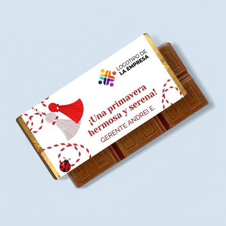 Mini tableta de chocolate personalizada con mensaje y logotipo