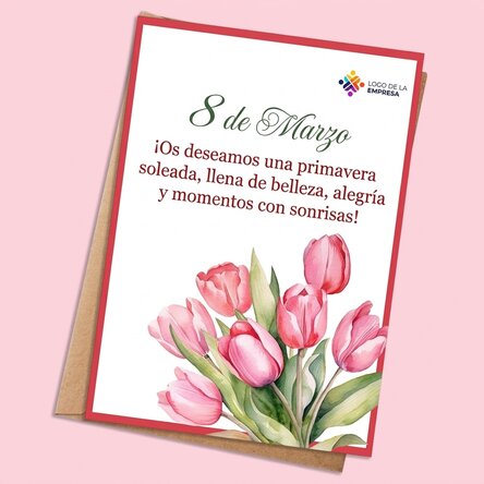 Tarjeta personalizada con mensaje y logotipo - Flores