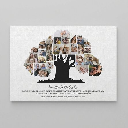 Lienzo personalizado en formato apaisado con fotos y texto - Nuestra familia