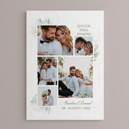 Cuadro de lienzo personalizado con fotos y texto - Boda