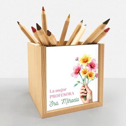Portalápices personalizado con texto - Flores para ti