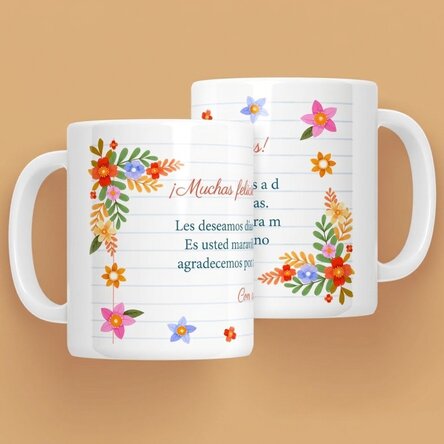 Taza personalizada con texto - Flores