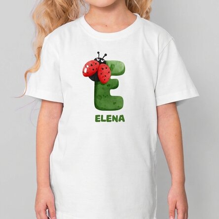 Camiseta de algodón para niños personalizada con la inicial y el nombre - Buburuze