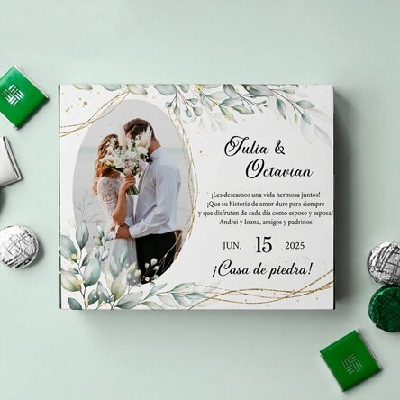 Caja de bombones personalizada con un mensaje y una foto - Casa de piatra