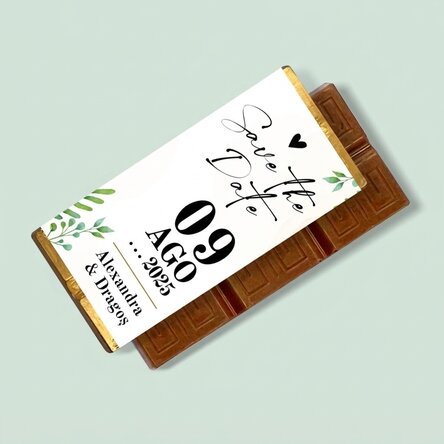 Mini tableta de chocolate personalizada con mensaje - «Save the date»