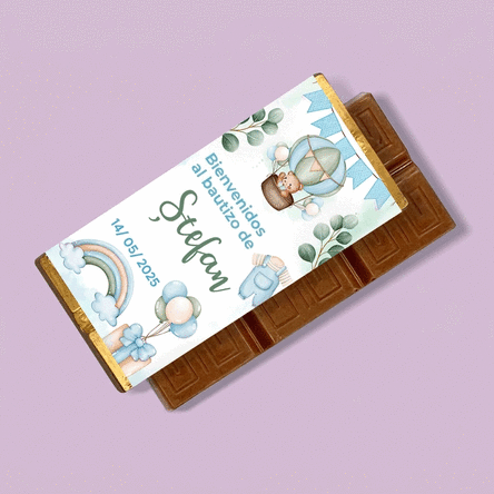 Mini tableta de chocolate personalizada con mensaje - Recuerdo de bautizo