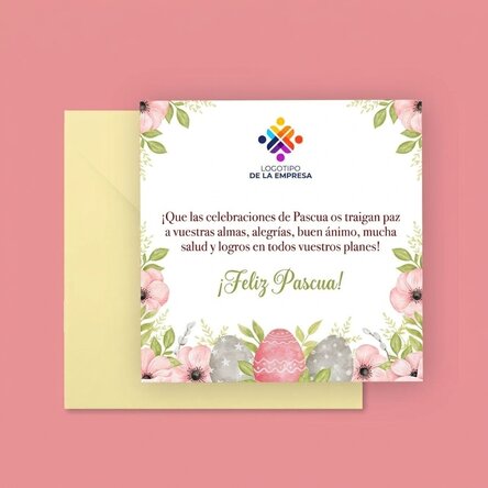 Tarjeta cuadrada personalizada con texto y logotipo - Pascua