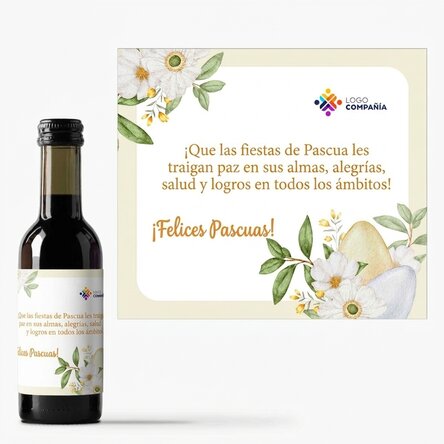 Mini botella de vino personalizada con logotipo y mensaje - Pascua