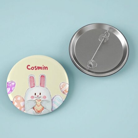 Chapa personalizada con mensaje de Pascua: el conejito