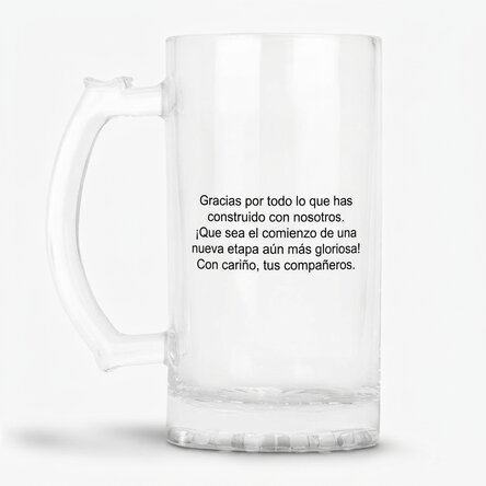 Jarra de cerveza personalizada con mensaje