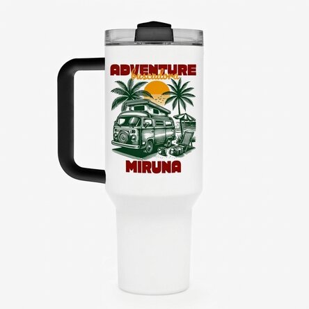 Taza termo con asa y pajita personalizada con texto - Dream chaser