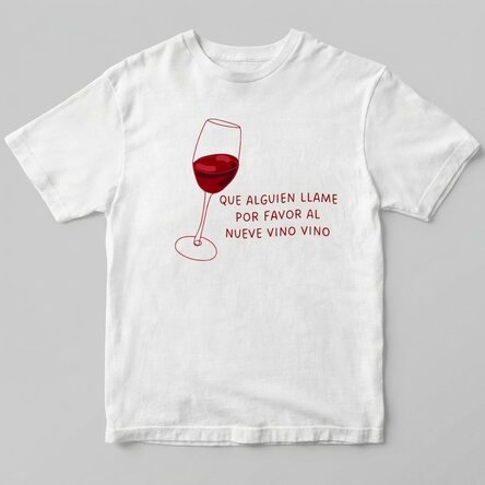 Camiseta de algodón personalizada con texto - Call Nine Wine Wine