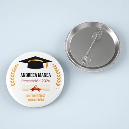 Chapa personalizada con mensaje: «Graduado»