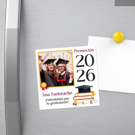 Imán personalizado de 10x10 con foto y mensaje - Graduación