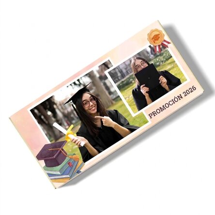 Chocolate personalizado con texto y 2 fotos - Graduación
