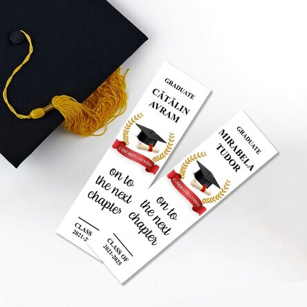 Marcapáginas personalizado con texto: «Graduación»