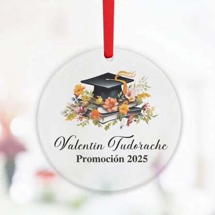 Adorno redondo personalizado con texto de graduación