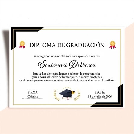 Diploma personalizada con texto - Graduación