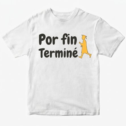 Camiseta de algodón personalizada con el texto «Finally done»