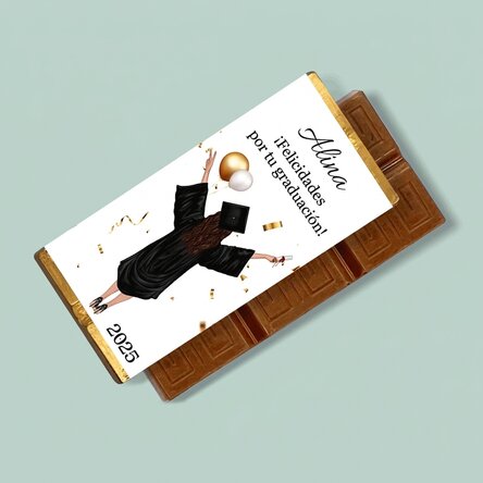 Mini tableta de chocolate personalizada con un mensaje para los graduados