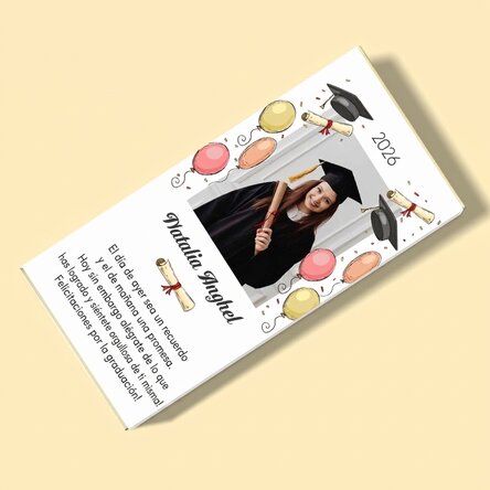 Chocolate personalizado con una foto y un texto - Graduación